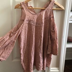 opened shoulder shirt